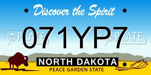 071YP7 North Dakota License Plate