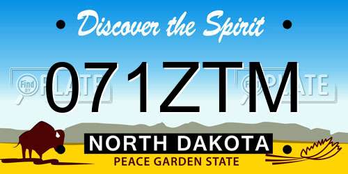 071ZTM North Dakota License Plate