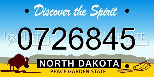 0726845 North Dakota License Plate