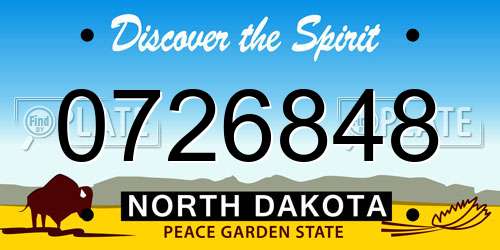 0726848 North Dakota License Plate