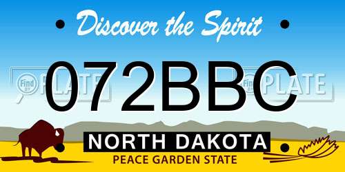 072BBC North Dakota License Plate