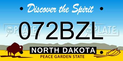 072BZL North Dakota License Plate