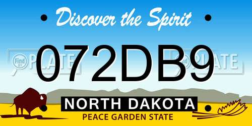 072DB9 North Dakota License Plate