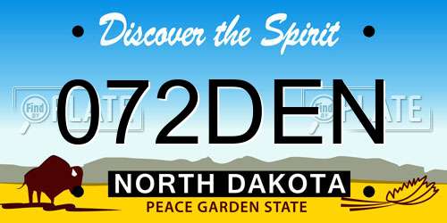 072DEN North Dakota License Plate