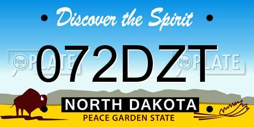 072DZT North Dakota License Plate