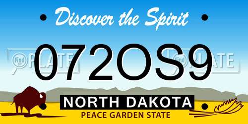 072OS9 North Dakota License Plate