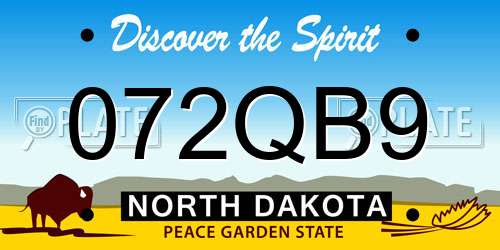 072QB9 North Dakota License Plate