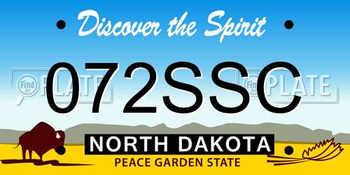 072SSC North Dakota License Plate