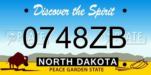 0748ZB North Dakota License Plate