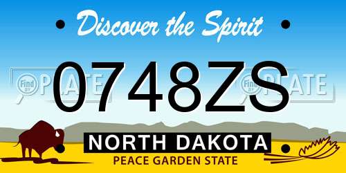 0748ZS North Dakota License Plate
