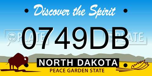 0749DB North Dakota License Plate