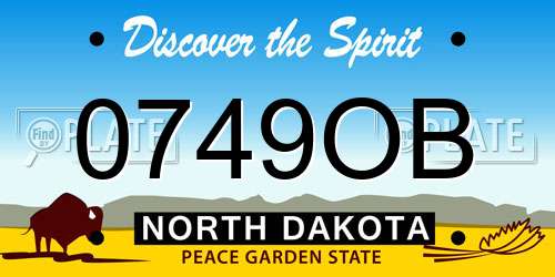 0749OB North Dakota License Plate