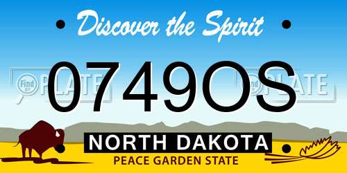 0749OS North Dakota License Plate