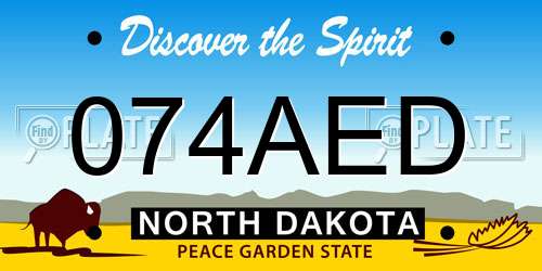 074AED North Dakota License Plate
