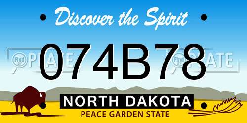 074B78 North Dakota License Plate