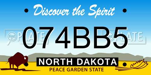 074BB5 North Dakota License Plate