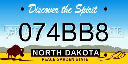 074BB8 North Dakota License Plate