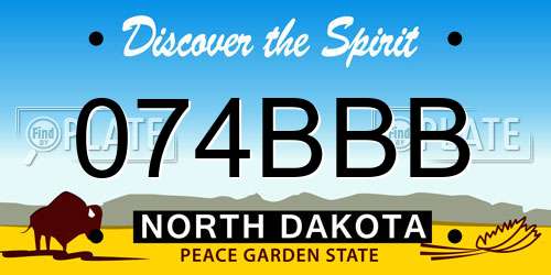 074BBB North Dakota License Plate