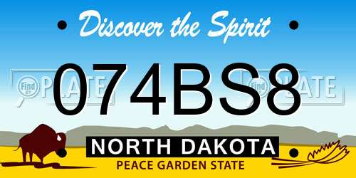 074BS8 North Dakota License Plate