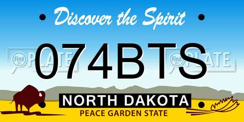 074BTS North Dakota License Plate