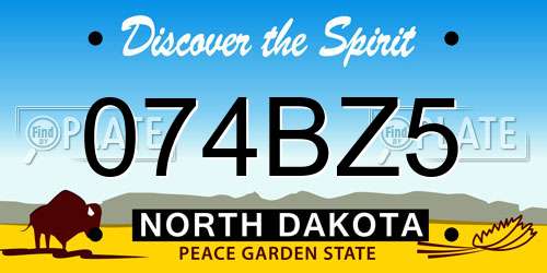 074BZ5 North Dakota License Plate