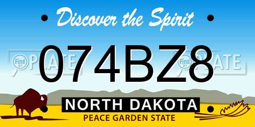 074BZ8 North Dakota License Plate