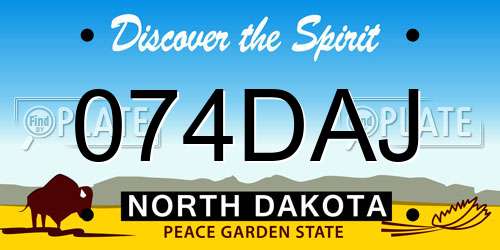 074DAJ North Dakota License Plate