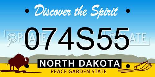 074S55 North Dakota License Plate