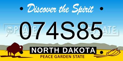 074S85 North Dakota License Plate