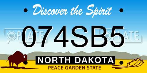 074SB5 North Dakota License Plate