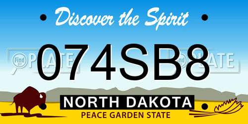 074SB8 North Dakota License Plate