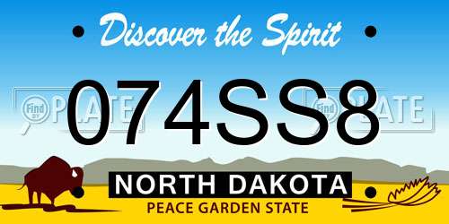 074SS8 North Dakota License Plate