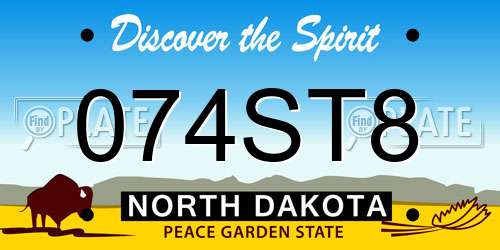 074ST8 North Dakota License Plate