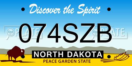074SZB North Dakota License Plate