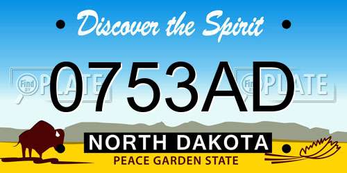 0753AD North Dakota License Plate