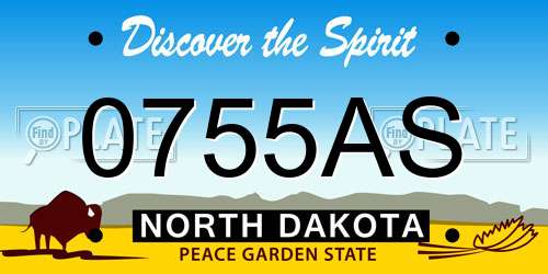 0755AS North Dakota License Plate