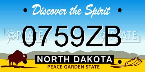 0759ZB North Dakota License Plate
