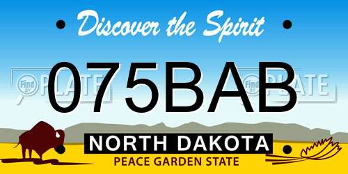 075BAB North Dakota License Plate