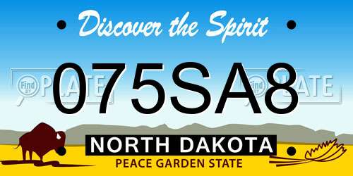 075SA8 North Dakota License Plate
