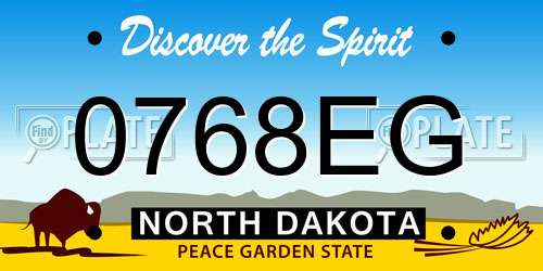 0768EG North Dakota License Plate