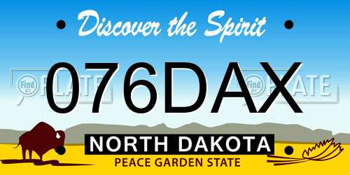 076DAX North Dakota License Plate