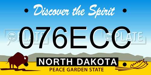 076ECC North Dakota License Plate