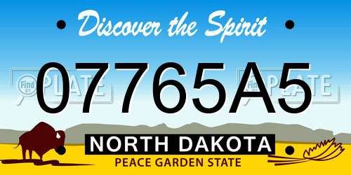 07765A5 North Dakota License Plate