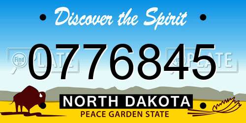 0776845 North Dakota License Plate