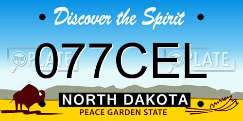 077CEL North Dakota License Plate