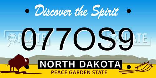 077OS9 North Dakota License Plate