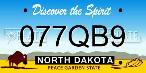 077QB9 North Dakota License Plate