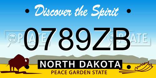 0789ZB North Dakota License Plate