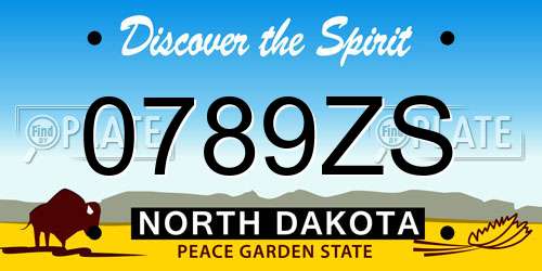 0789ZS North Dakota License Plate