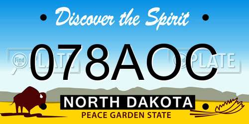 078AOC North Dakota License Plate